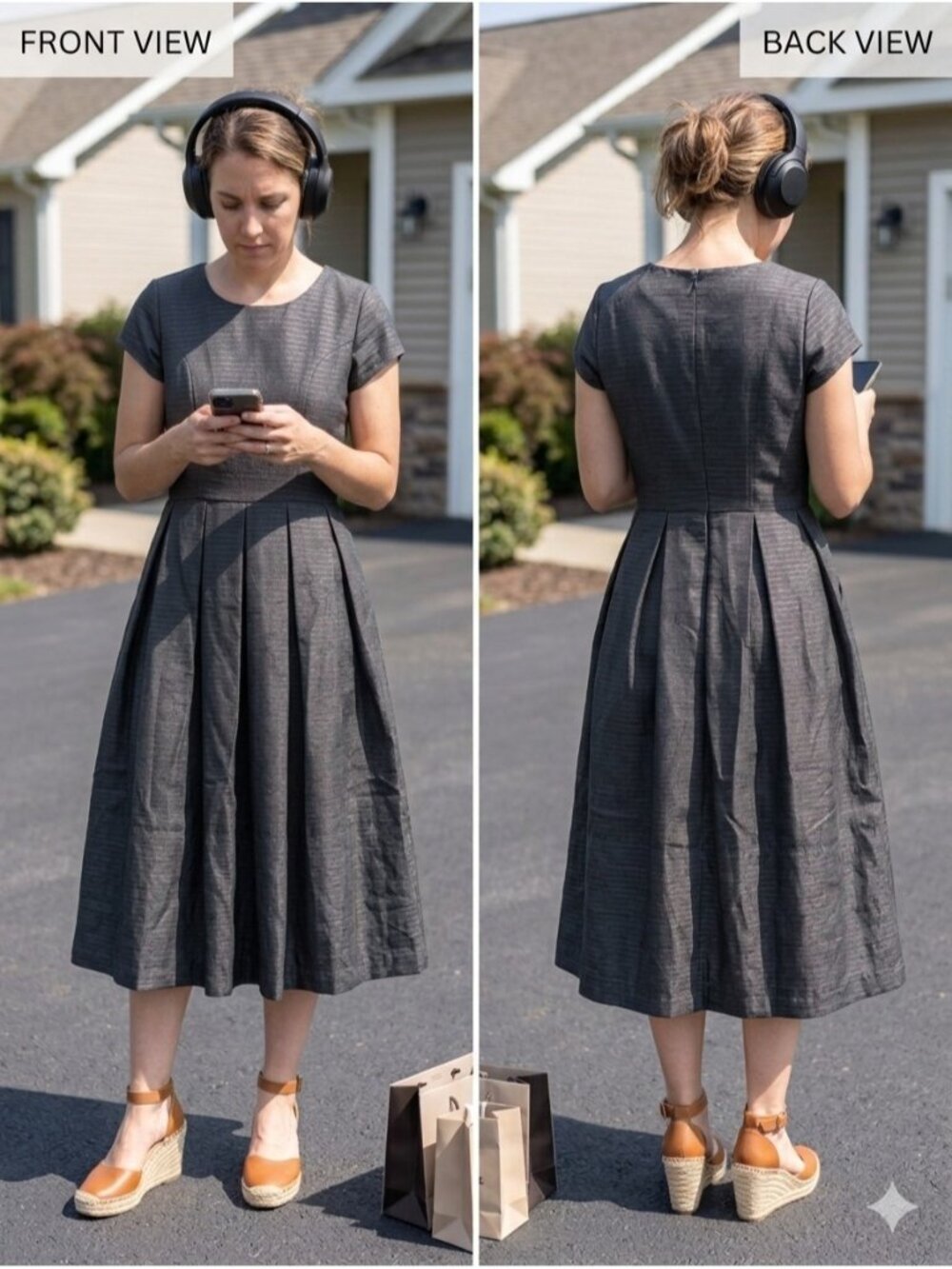 DE Collection Winter Frolic Dress Womens S Black Metallic Shiny Pleated Flare